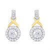 Night & Day Silver And 9ct Gold Halo CZ Earrings - M0101