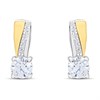 Night & Day Silver And 9ct Gold Diagonal CZ Earrings - M0104