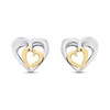 Night & Day Silver And 9ct Gold Double Heart Stud Earrings - M0180