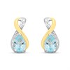 Night & Day Silver And 9ct Gold Lab Grown Diamond And Blue Topaz Stud Twist Earrings - M0201
