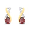 Night & Day Silver and 9ct Gold Lab Grown Diamond Accent Garnet Stud Twist Earrings - M0202