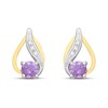Night & Day Silver And 9ct Gold Lab Grown Diamond And Amethyst Teardrop Stud Earrings - M0203