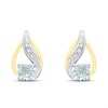 Night & Day Silver and 9ct Gold Lab Grown Diamond Accent And Blue Topaz Teardrop Stud Earrings - M0204