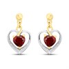 Night & Day Silver And 9ct Gold Lab Grown Diamond Accent Garnet Heart Drop Earrings - M0801