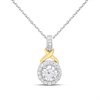 Night & Day Silver And 9ct Gold Halo CZ Necklet - M1401