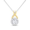 Night & Day Silver And 9ct Gold Halo Kiss CZ Necklet - M1402