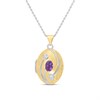 Night & Day Silver and 9ct Gold 19mm Amethyst Oval Locket And Chain - M1481