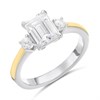 Night & Day Silver And 9ct Gold Cubic Zirconia Emerald Cut Ring - M1713