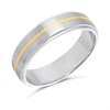 Silver And 9ct Gold Central Detail Court Wedding Ring-6mm - M29101