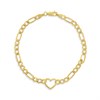 AUREUS Sterling Silver & 9ct Bonded Gold 7.5in Heart Figaro Bracelet - M3654
