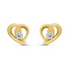 18ct Gold Plated Silver Vermeil White Topaz Heart Stud Earrings - M5153