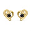 18ct Gold Plated Silver Vermeil Black Sapphire Heart Stud Earrings - M5158
