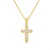 18ct Gold Vermeil CZ Cross And Chain - M6081