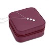 Maroon Travel Jewel Box With Silver CZ Pendant - P55176
