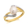 9ct Gold Two Colour Freshwater Cultured Pearl And Diamond Ring - R0926