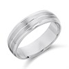 9ct White Gold Banded Wedding Ring - 6mm - R2442