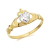 9ct Gold Cubic Zirconia Heart Claddagh Ring - R6510