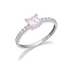 9ct White Gold Pink Princess Cut Cubic Zirconia Ring - R6556