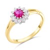 9ct Gold Two Colour Red And White CZ Cluster Ring - R6592