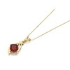 9ct Gold Double Swirl  Cushion Garnet Necklace - R8292