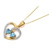 9ct Gold Two Colour Blue Topaz And Diamond Heart Necklace - R8390