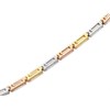 9ct Three Colour Gold 4mm Wide Greek Key Necklet - 16in - EXCLUSIVE - R9567