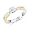 Night & Day Silver And 9ct Gold Taper Diagonal CZ Ring - R9905