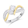 Night & Day Silver And 9ct Gold Twist Double CZ Ring - R9909