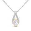 Night & Day Silver And 9ct Gold Oval Halo CZ Necklet - R9966