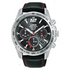 Lorus RZ515AX9 Solar Chronograph Black Leather Strap Watch - W16299