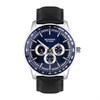 Sekonda 30160 Silver Tone Blue Multi Dial Black Leather Strap Watch - W31467