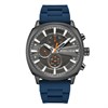 Police Urban Rebel Grey IP Blue Silicone Strap Watch - W44133
