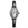 RLS10073/41 Rotary Oval Stone Set Bezel Black Leather Strap Watch - W64261