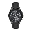 Armani Exchange AX1724 Black IP Chronograph Leather Strap Watch - W65345