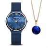 Bering 18434-397-GWP Ultra Slim Blue Milanese Watch And Necklace Set - W74198