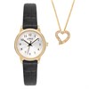 Limit 60067G Black Strap Gold Tone Watch And Heart Pendant Set - W77268