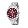 Maserati R8853151024 Attrazione Silver Tone Red Chronograph Dial Bracelet Watch - W81307
