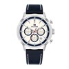 Tommy Hilfiger 1710751  Dual Time Stainless Steel Blue Leather Strap Watch - W95447