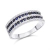 9ct White Gold Diamond And Sapphire Band Ring - 1/3ct - X10542