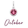 Silver Pink Cubic Zirconia Birthstone Charm - October - Z4210