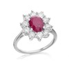 9ct White Gold Ruby And 1 Carat Diamond Cluster Ring - Z50524