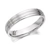 9ct White Gold Banded Wedding Ring - 4mm - Size H Only - Z50991