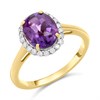 9ct Gold Amethyst And Diamond Cluster Ring - 1/4ct Size R - Z51182