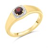 9ct Gold Diamond And Garnet Signet Ring- Size U - Z51193