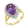 9ct Gold Amethyst And Diamond Cluster Ring. - Z51209