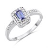 9ct White Gold Rectangular Tanzanite And Diamond Cluster Ring - Z51211