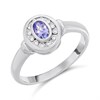 9ct White Gold Oval Tanzanite And Diamond Cluster Ring - Approx 20pts - Z51212