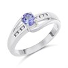 9ct White Gold Diamond And Tanzanite Crossover Ring - approximately 10pts - Z51213