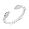 9ct White Gold Pointed-Ends Diamond Torc Ring- size H only - Z51219