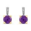9ct Gold Amethyst And Diamond Drop Earrings - Z51221
